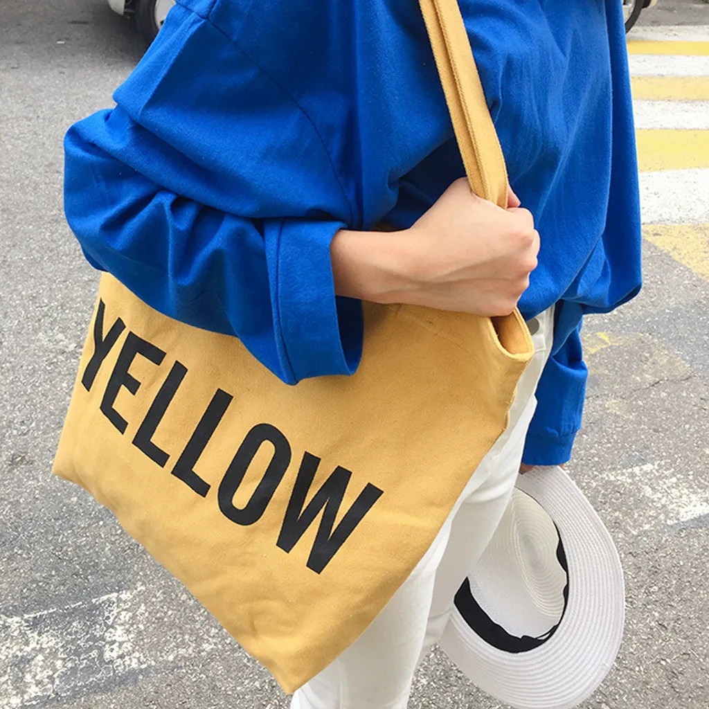 Tote Bag Fashion Women Canvas Printing Letter Shoulder Bags Large Capacity Shopping Bag Bolsas Ecologicas Reutilizables