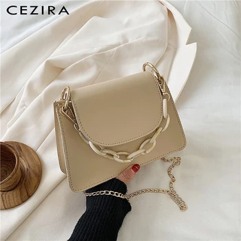 

CEZIRA Small PU Leather Shoulder Bags For Women Summer Fashion Chain Flap Messenger Bags Female Vegan Leather Crossbody Handbags