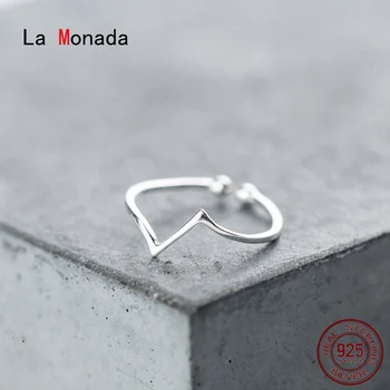 

La Monada Open V Design Women Ring 925 Sterling Silver Minimalist Rings For Women 925 Silver Fine Jewerly Rings Woman Resizable