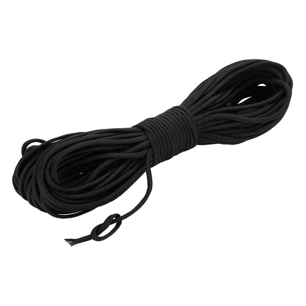 Black Camping Ropes Parachute Cord Seven-Core Polyester Seven-Core High-Strength Ropes Ropes Reflective Cord Rope 31M Climbing Ropes - Color: Black