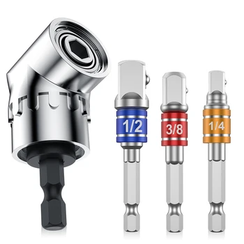 105 Degree Right Angle Drill Extension Screwdriver Set Impact Drills Driver Bit Set Extension Socket Adapter Hex Shank Driver 8mm hex shank screwdriver drill bit angle driver 90 degree right angle 3 8in keyless chuck drill adapter steel body design
