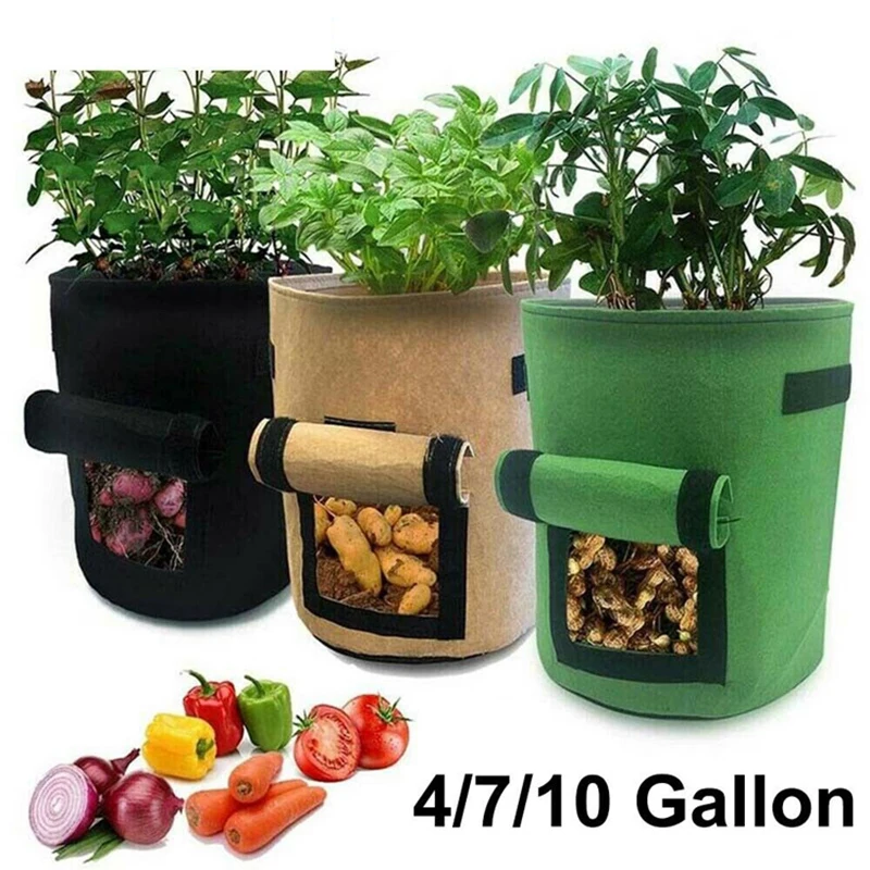 10 Gallon Garden Potato Grow Bag Home Vegetable Planting Bags Household Fabric Sack Root Pot