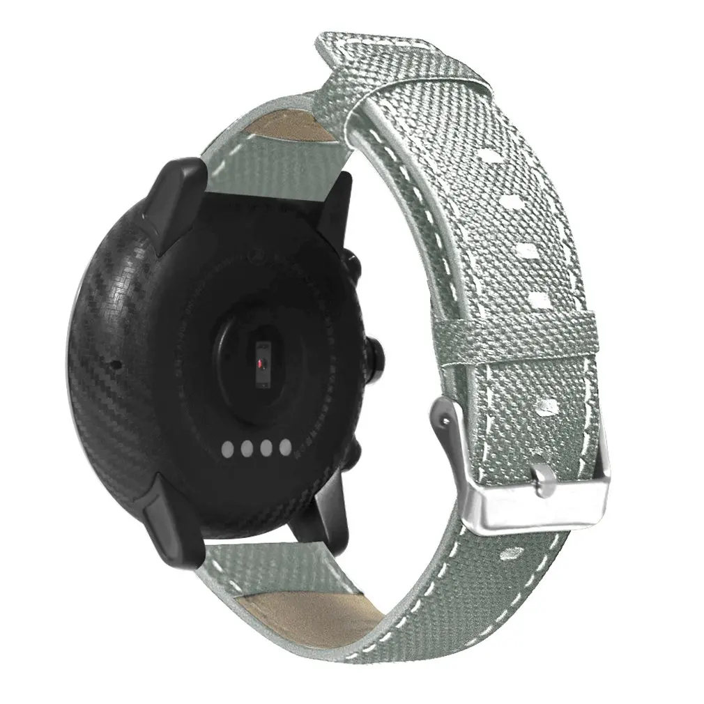 Для Wami Watch 2/2S Amazfit Stratos Холст+ кожаная Автомобильная линия плоский ремешок аксессуары для часов спортивные часы с силиконовым ремешком - Цвет ремешка: 1