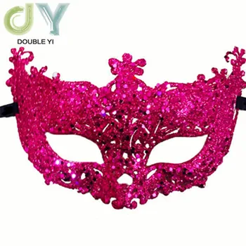 

Free shipping fox plastic rose red gold powder makeup mask Halloween Christmas ball costume props carnival mask