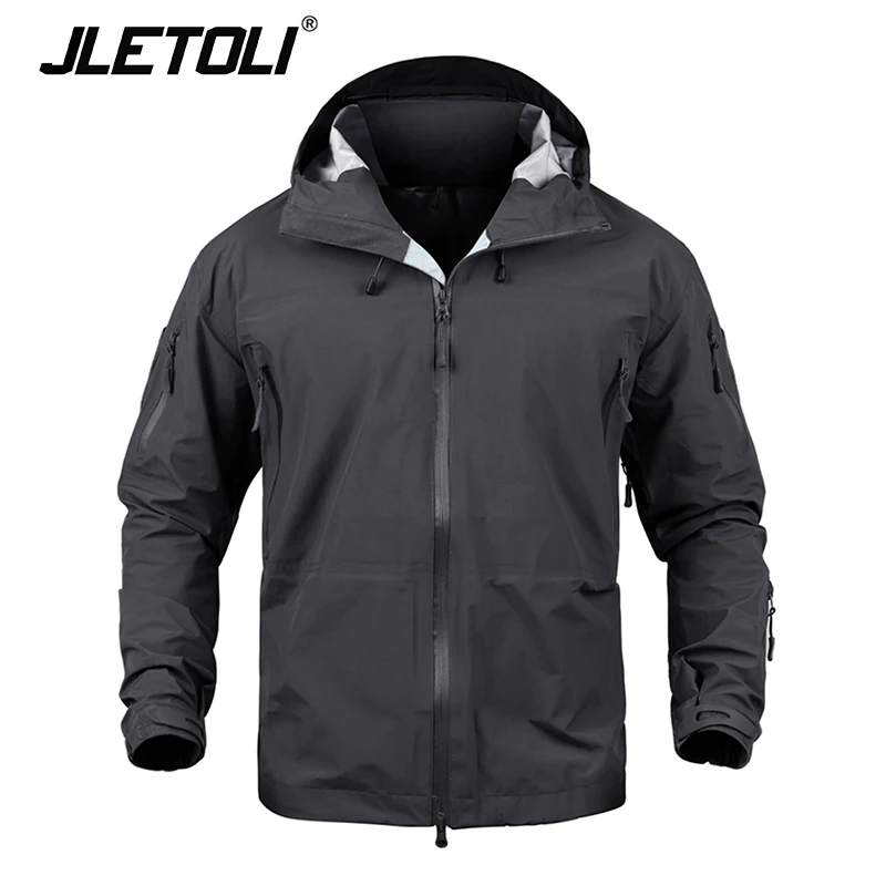 JLETOLI зимняя уличная походная куртка ветрозащитная Теплая мужская женская куртка тактическая камуфляжная одежда жесткая оболочка куртка - Цвет: Black