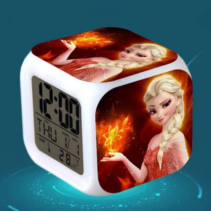 Verduisteren Cusco sectie Disney princess Frozen 2 Elsa and Anna doll Digital Alarm Clock toys 7  Color LED alarm Clock desktop Cartoon Toy For Child gift|Dolls| - AliExpress