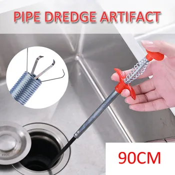 

90cm Bendable Drain Clog Water Sink Cleaning Hook Sewer Dredging Tool Kitchen Spring Pipe Hair Remover Hair Remover kitchen tool