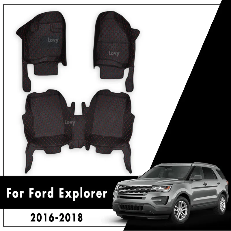 

Artificial Leather Auto Interior Accessories Floorliners Carpets LHD Car Floor Mats For Ford Explorer 5 Seats 2016 2017 2018