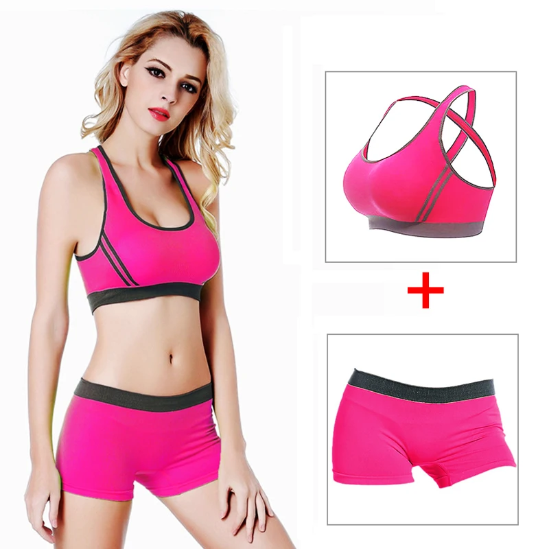 

Hot Sports Set Cross-Back Sports Bra Short Gym Shirt Athletic Vest Yoga Bras Pant Girls Women BH Sleep Wear Yoga Suit Sportswear