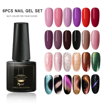 

Mtssii 6PCS/Set Gel Nail Polish Set For Nail Art Kit Nail Art Gel Lacquer UV LED Lamp Design acrylic nail Manicure Set