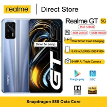 Realme GT 5G Mobile Phones 6.43" FHD+ Snapdragon 888 Octa Core NFC Android 11 Smartphone 4500mAh Battery 64MP AI Triple Cameras