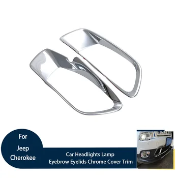 

Car Headlight Lamp Eyebrow Cover Trim for Jeep Cherokee 2014 2015 ABS Chrome Decorative Eyelids Car Inner Accessories