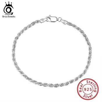 ORSA JEWELS Solid Sterling Silver Authentic Italian Diamond Cut Twist Rope Chain Thick Braided Bracelet for Men and Women SB101
