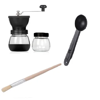 

Top Sale Manual Coffee Grinder with Glass Jars&Brush and Tablespoon Scoop Washable Household Coffee Bean Grinder Black