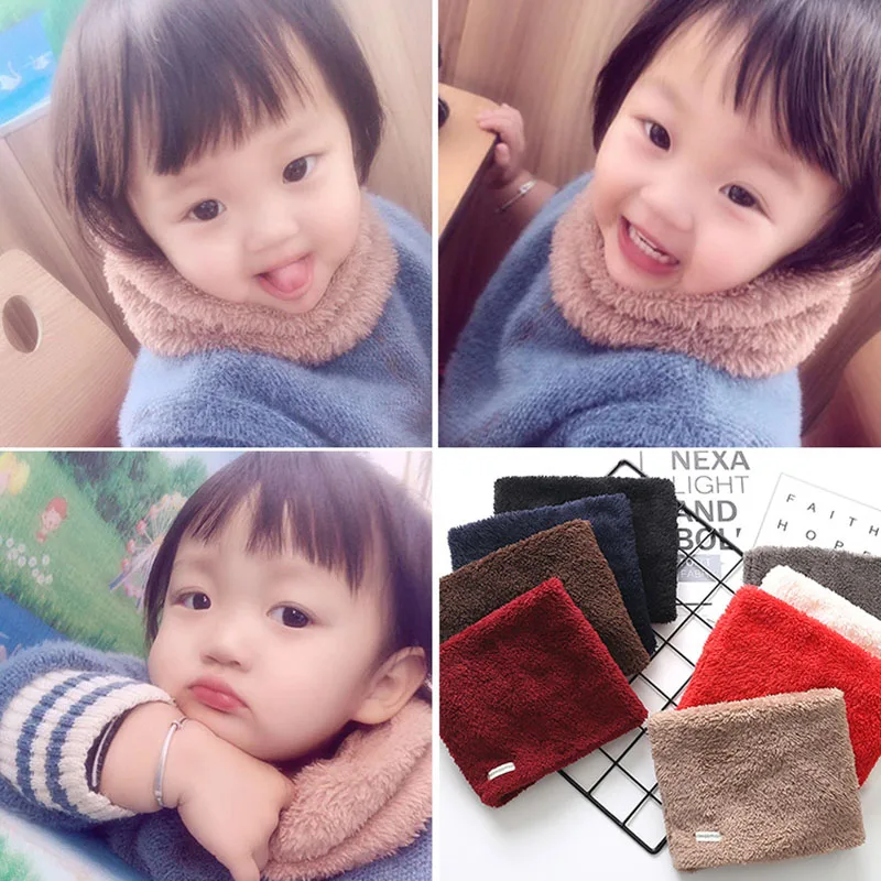 Winter Autumn Baby Scarf Children's Collar Plus Velvet Warm Baby Boy Girl Scarves Newborn Cotton Soft Snood Children Scarf kids scarf