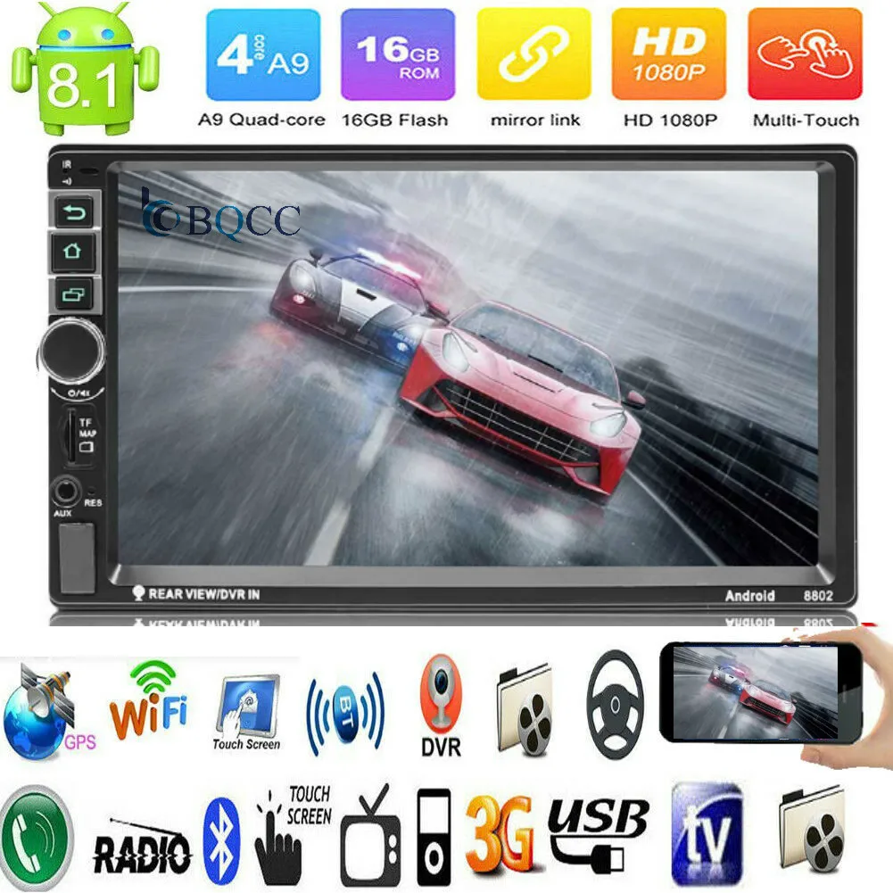 

Quad Core Android 8.1 3G WIFI 7" Double 2DIN Car Radio Stereo MP5 MP3 GPS Player