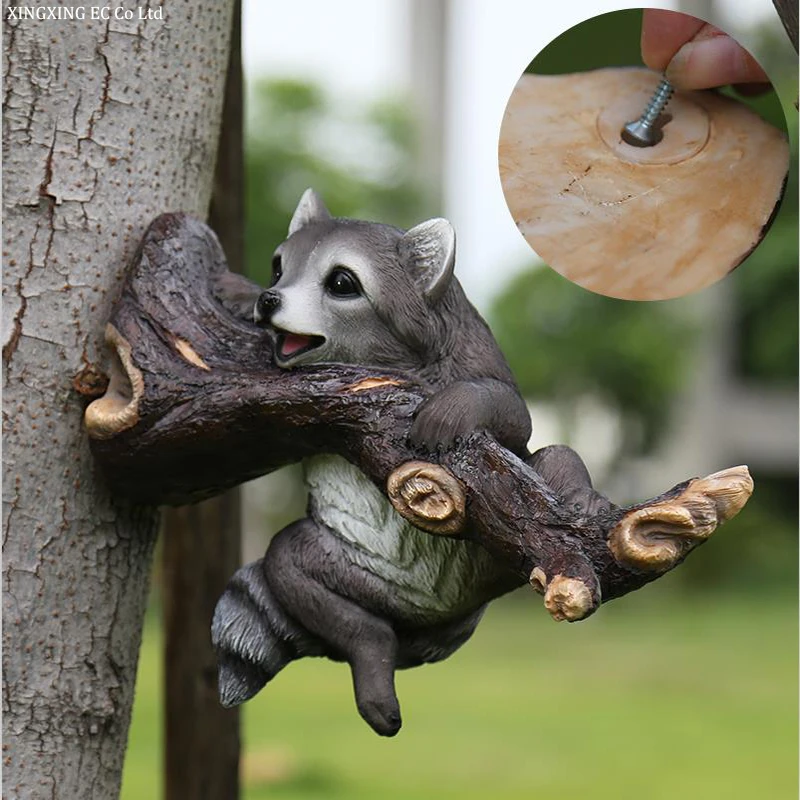 

Outdoor Garden Landscape Tree Pendant Resin Animal Simulation Raccoon Sculpture Villa Garden Courtyard Yard Creative Decoration