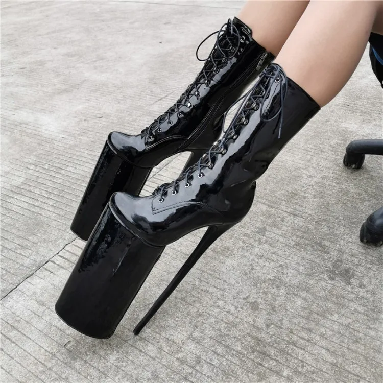 Olomm/Новые Модные женские ботильоны на платформе ботинки на высоком каблуке-шпильке черные Клубные Туфли с круглым носком женская обувь, большие американские размеры 5-15