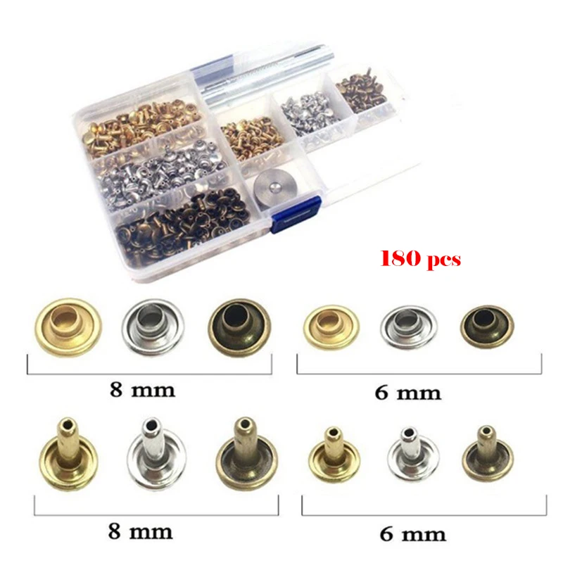 180 Case 6mm And 8mm Cross Border Double-Sided Rivet + Installation Tool Suit Rivet Rivet 3 PCs Color M-002