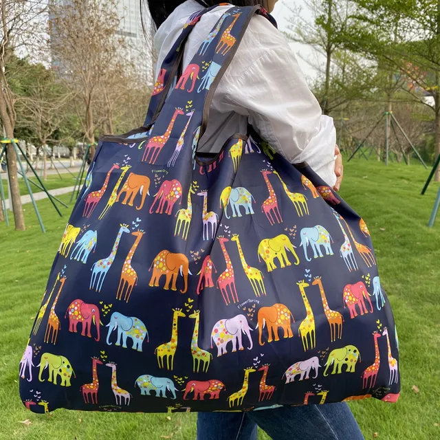 Foldable Shopping Bag Reusable Grocery Bag Tear-Proof Nylon Bag Suitable For Grocery Recycling Gift Bag Large 32019