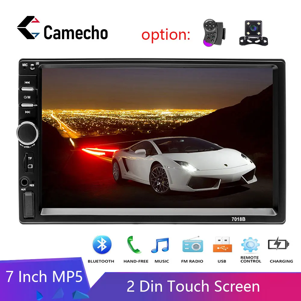 Bluetooth Car Stereo Radio 2 DIN 7/" HD MP5 FM Player Touch Screen Rear Camera US