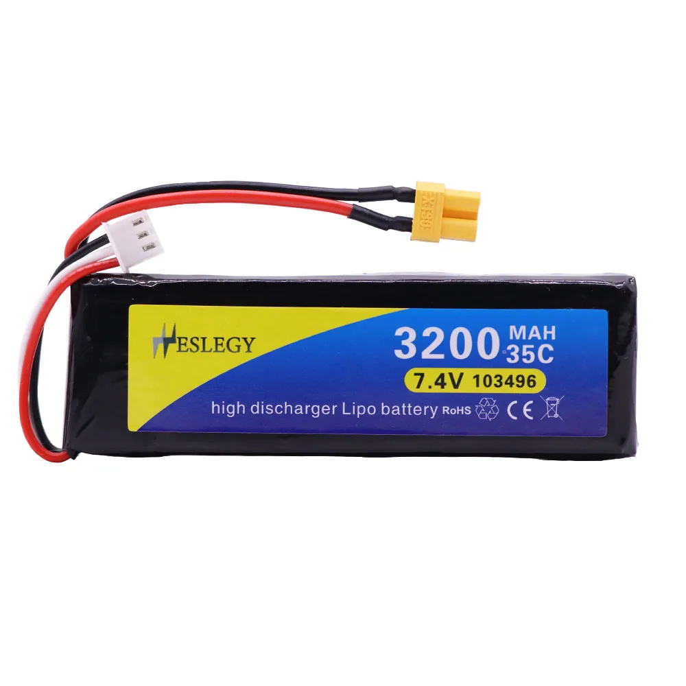 7.4 V 3200Mah Lipo Batteria Per Mjx Bugs 3 B3 Rc Quadcopter Pezzi Di Ricambio 2S 7.4 V Aggiornamento 2700Mah Batteria Spina Xt30 35C Parti Giocattoli