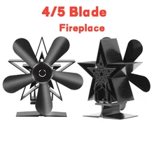 Lareira preta movida a calor, ventilador de lareira de madeira, distribuição silenciosa e eficiente de calor, decorações de natal, 4/5