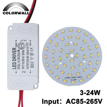 

3-24W 1 set LED 5730SMD Light Source with Driver Power Supply Lighting Transformer AC85-265V for Kitchen Bulb lights