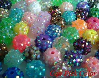 

urt34no 10mm*12 mm ball pave mixed wholesale Resin crystal Beads Basketball Wives DIY Finding jewelry bracelet