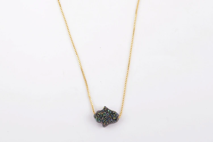 BOROSA Custom Design Druzy ожерелье, 5 шт пальмовый Радужный Титан природные кристаллы бисера 16,5-17 дюймов чокер ювелирные изделия G1891