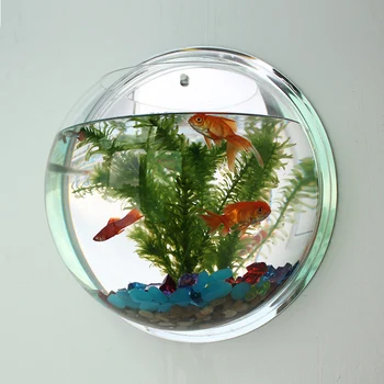 

Wall Hanging Acrylic Fish Tanks with Accessories Wall Mount Aquarium Water Tank Flower Pot Plant Vase Mini Aquarium Betta Fish
