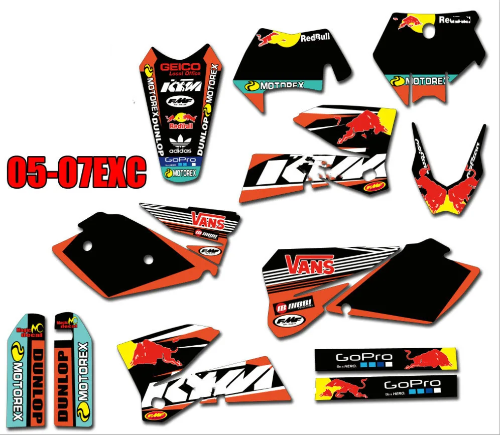 Графика Delcas наклейки для KTM 125 200 250 300 350 400 450 525 SX SXF SX-F EXC EXCR XC XCF XC-F XCW XCFW MXC 2005 2006 2007