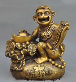 

christmas China Fengshui Bronze wealth Yuanbao Moneybag Animal Zodiac Monkey Lucky Statue halloween