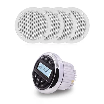 

Marine Waterproof Stereo Bluetooth Radio Audio Motorcycle Car MP3 Player FM AM For Yacht Boat SPA ATV UTV+4 inch Marine speakers