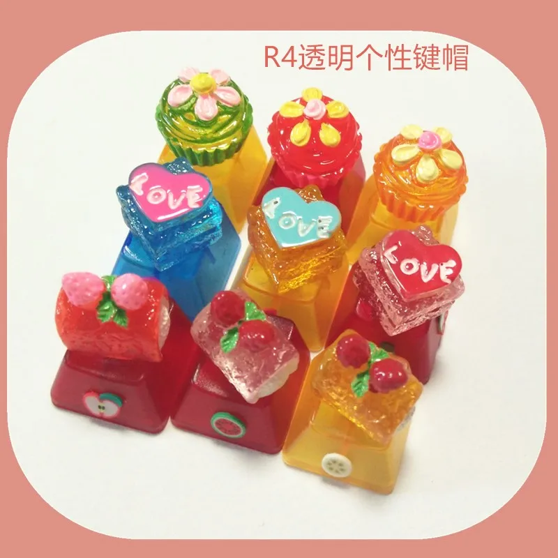 

Pink Dessert Three-Dimensional Translucent Light Keycap Cute Girl Computer Button Personality DIY Mechanical Keyboard Keycap