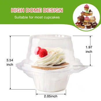

Individual Cupcake Container Single Compartment Cupcake Stackable - Deep Dome - Clear Plastic (50)