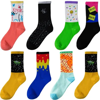 

2020 Happy funny Sock Slippers men's socks spring and summer cartoon couple Funny new combed cotton HOT sale