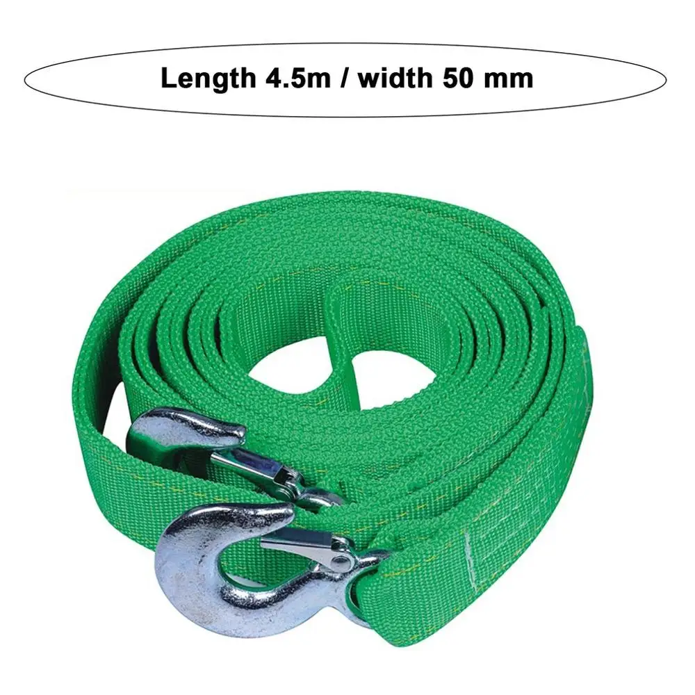 Green Trailer Winch Replacement Strap 4.5m 6 ton 50MM Widened Thick Car Trailer Belt Trailer with Safety Hooks
