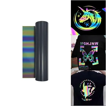 

25cm*25cm rainbow reflective lettering film heat transfer vinyl film T-shirt Iron On HTV Printing crop number pattern
