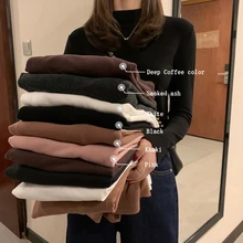 Двухсторонняя кашемировая теплая приталенная женская рубашка осень и зима Высокий воротник с подкладкой внутри длинный рукав футболка куртка