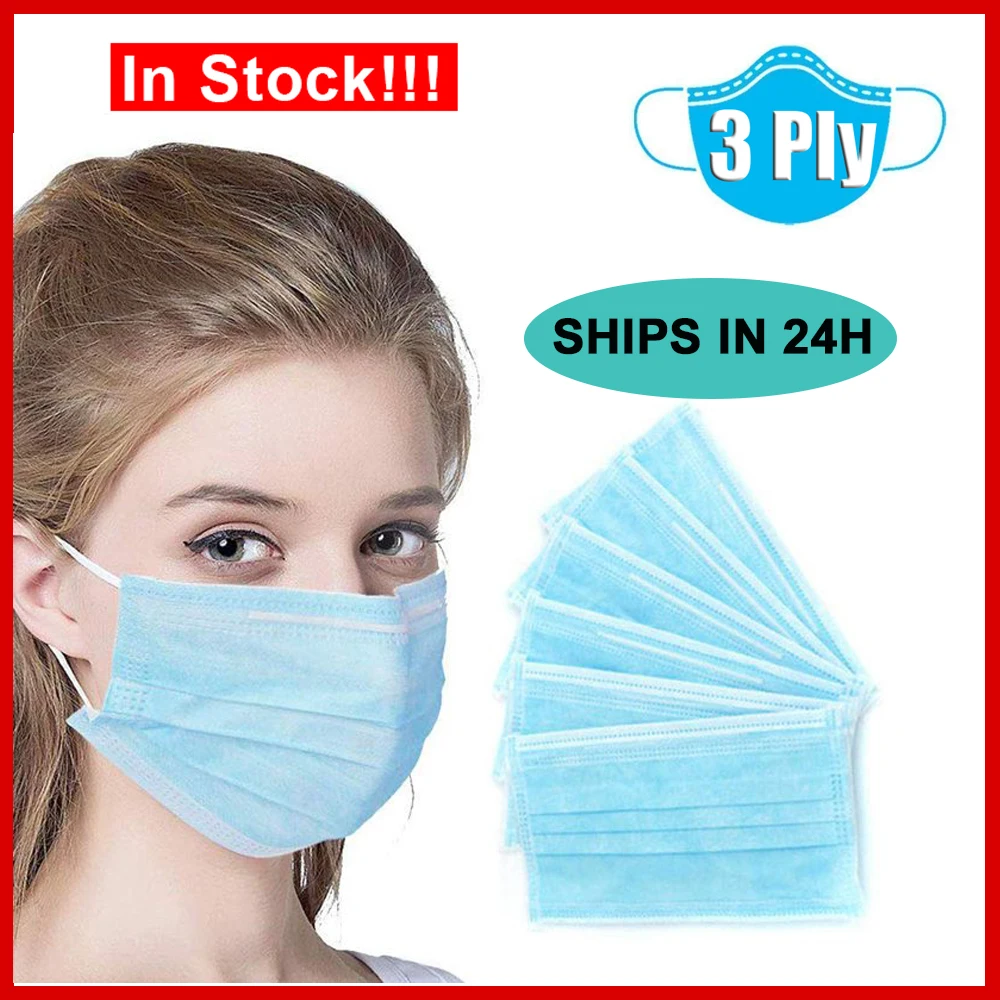

Anti-Pollution Anti-Dust PM 2.5 Windproof 3 Layers Non woven Mouth Mask Disposable Elastic Earloop Face Mouth Masks For Adult