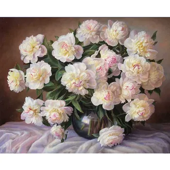 

DIY Oil Painting Paint By Number Kit on canvas flowers Adult Canvas Drawing With Brushe abstract painting paint set with numbers
