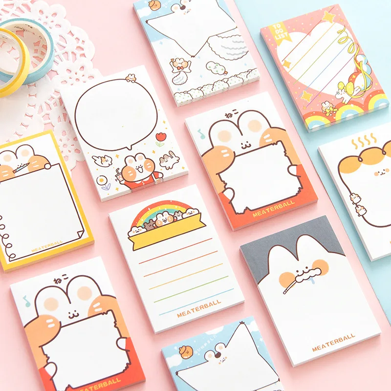 

30Sheets Kawaii Cute Cat Rabbit Bear Rainbow Sticker Memo Pad Marker Stationery School Office Supplies Bullet Journal sl2351