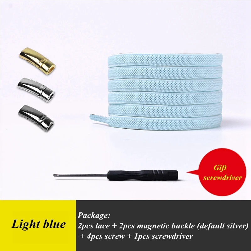 Light blue 1 пара эластичных магнитных шнурков, быстро не завязываются шнурки для обуви, для детей и взрослых, унисекс, фиксирующие шнурки на плоской подошве, кроссовки, шнурки для обуви - Цвет: Light blue