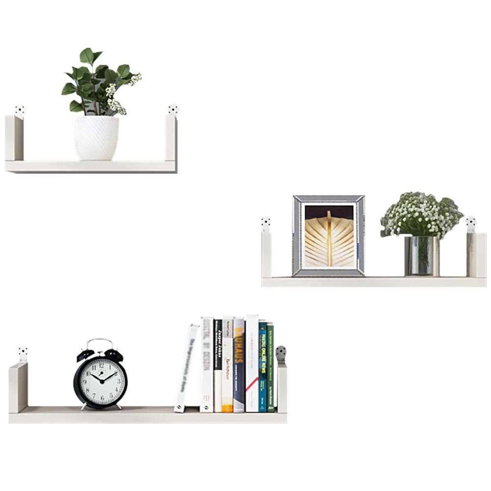 

Set of 3 U-Shaped Wall Shelves Wall Mounted Floating Hanging Book Shelves Storage Racks Bookcases for Wall Bedroom Living Room