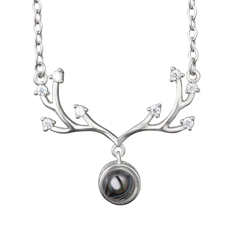 Рога Сияющий подарок на день Святого Валентина 100 языков говорящий я люблю вас проекционное ожерелье Рождественский подарок на подарок подруге A1 - Окраска металла: Silver