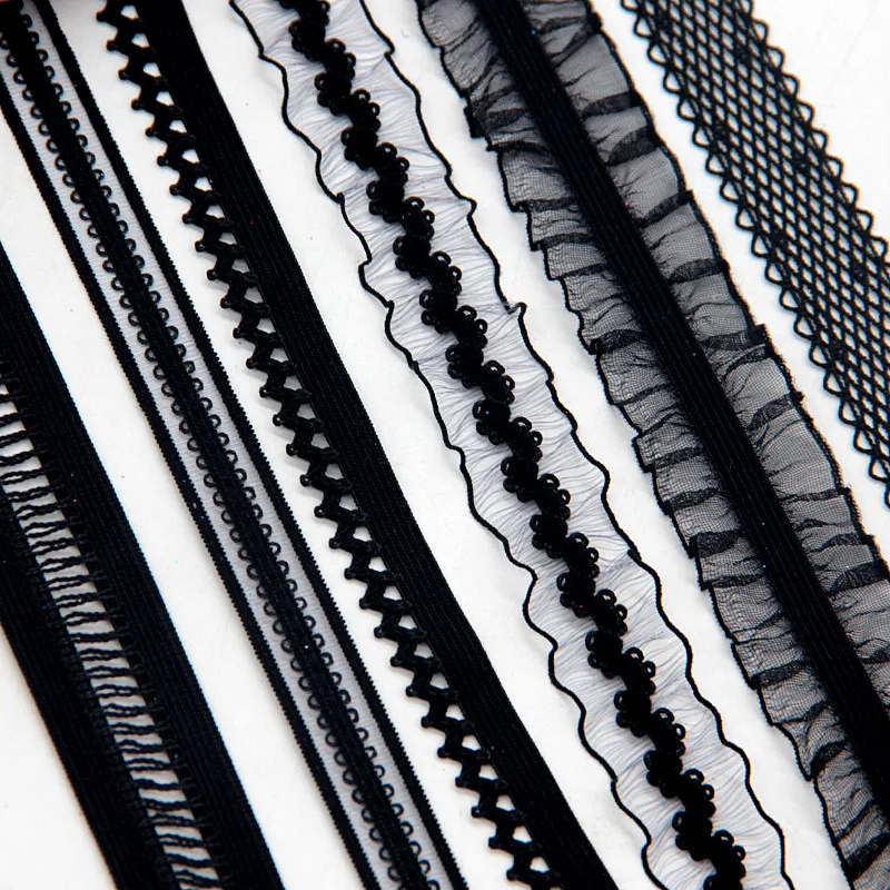 Rubber Waistband Bra-Accessories Pants Lace Nylon Webbing Sewing Black 12/15/16/20mm