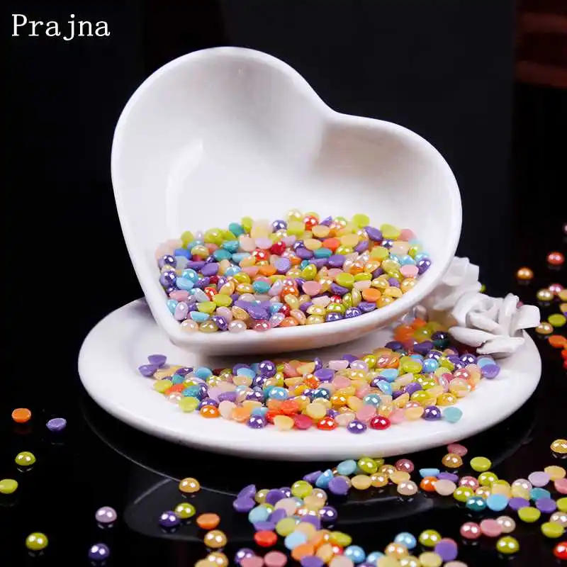 Prajna SS16 1000 шт. 4 мм смешанные цвета круглый жемчуг клей стразы для одежды свадебное