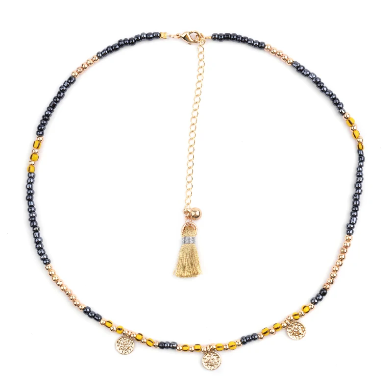 Boho модное женское короткое ожерелье колье ожерелье s маленькая акриловая подвеска из золотых монет на заказ ожерелье женский аксессуар NKS227