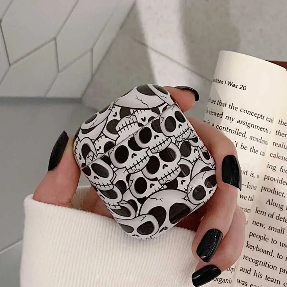 

Fashion Cool Skull Earphone Hard Case For Apple Airpods Cartoon Bluetooth Earphone Proteictive Cover For Airpods Charging Box
